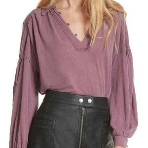 FREE PEOPLE Mulberry Rush Hour Long Sleeved Crop Top Medium